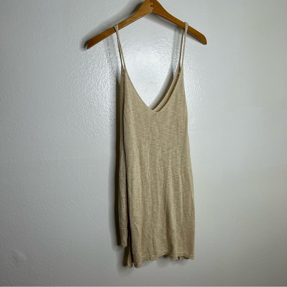 Free People Knit Cotton Viscose Neutral Long Tunic Tank Top Size Small - Picture 9 of 13